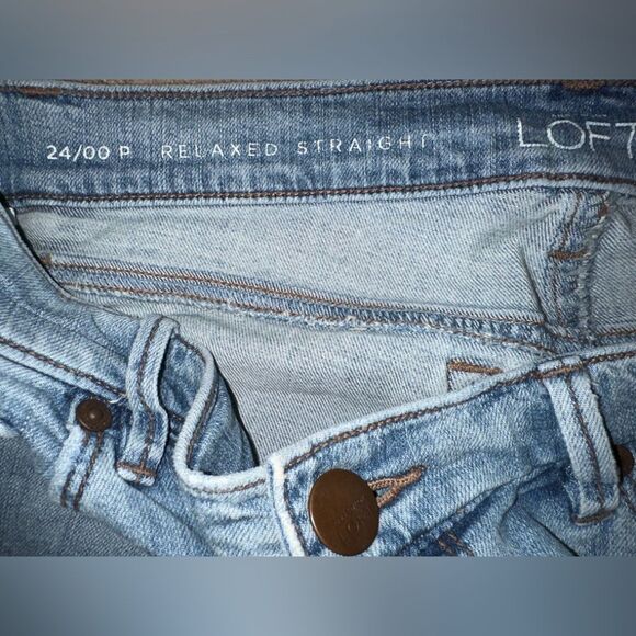 Blue Distressed Relaxed Straight Jeans - Picture 3 of 3